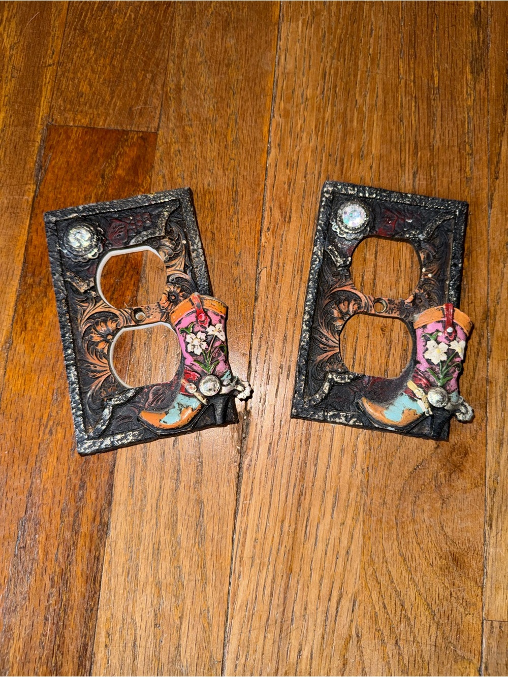 Decorative Boot Western Outlet Cover Plates - Floral Accents